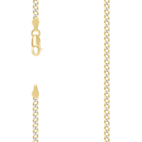 925 Sterling Silver Solid Super Flat Cuban Chain Two-tone 080 2.8mm