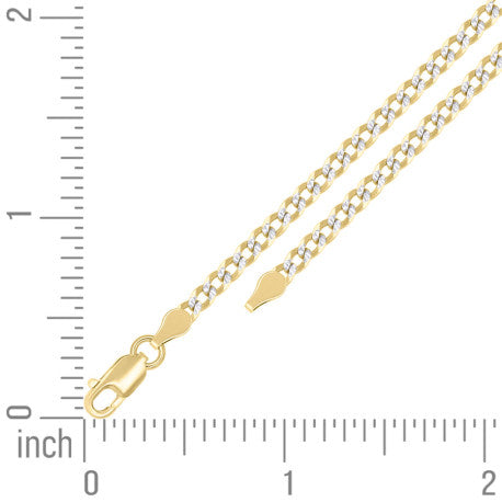 925 Sterling Silver Solid Super Flat Cuban Chain Two-tone 080 2.8mm