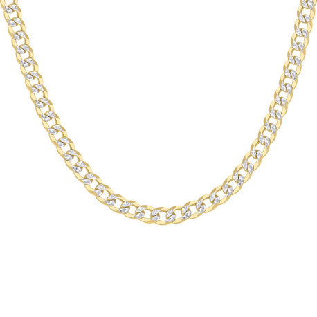 925 Sterling Silver Solid Super Flat Cuban Chain Two-tone 120 4.2mm