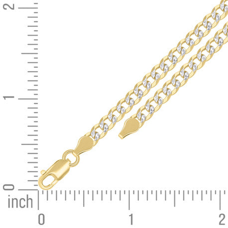 925 Sterling Silver Solid Super Flat Cuban Chain Two-tone 120 4.2mm