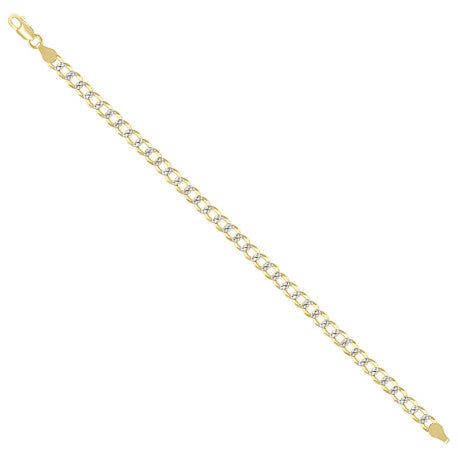 925 Sterling Silver Solid Super Flat Cuban Chain Two-tone 150 5.2mm
