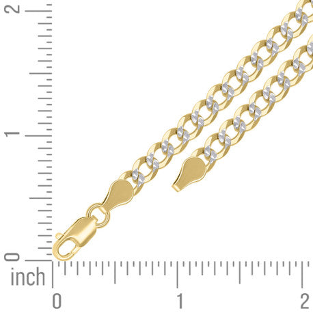 925 Sterling Silver Solid Super Flat Cuban Chain Two-tone 150 5.2mm