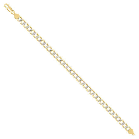925 Sterling Silver Solid Super Flat Cuban Chain Two-tone 180 6.8mm