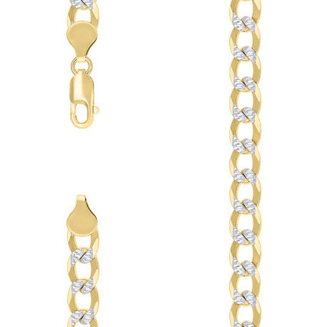 925 Sterling Silver Solid Super Flat Cuban Chain Two-tone 200 7.4mm