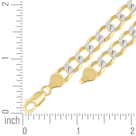 925 Sterling Silver Solid Super Flat Cuban Chain Two-tone 200 7.4mm
