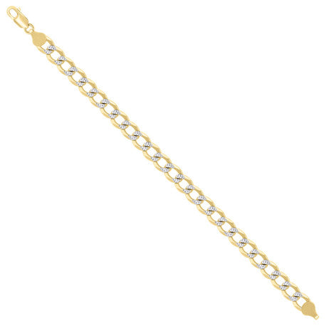 925 Sterling Silver Solid Super Flat Cuban Chain Two-tone 200 7.4mm