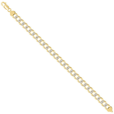 925 Sterling Silver Solid Super Flat Cuban Chain Two-tone 250 8.7mm