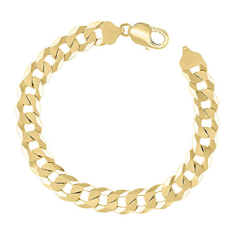 925 Sterling Silver Solid Super Flat Cuban Chain Yellow 350 12.5mm