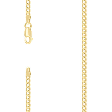 925 Sterling Silver Solid Super Flat Cuban Chain Yellow 080 2.8mm