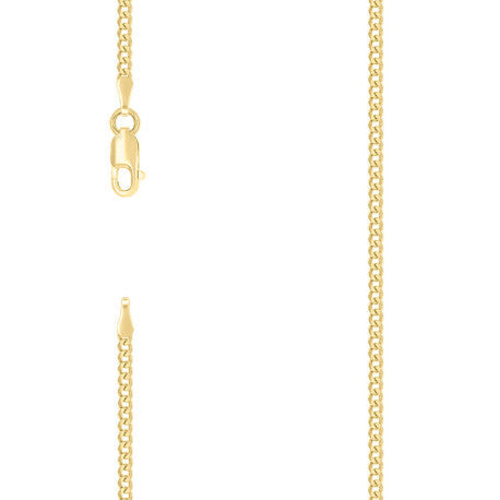 925 Sterling Silver Solid Super Flat Cuban Chain Yellow 060 2mm