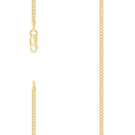 925 Sterling Silver Solid Super Flat Cuban Chain Yellow 060 2mm