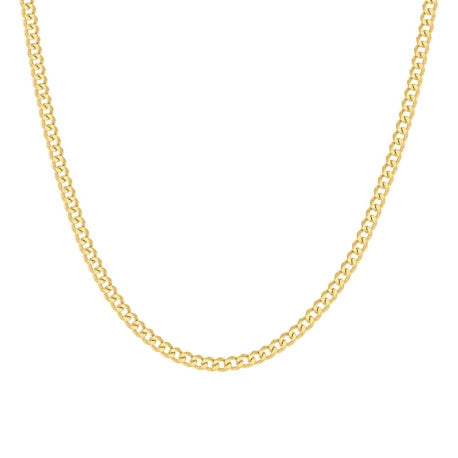 925 Sterling Silver Solid Super Flat Cuban Chain Yellow 060 2mm