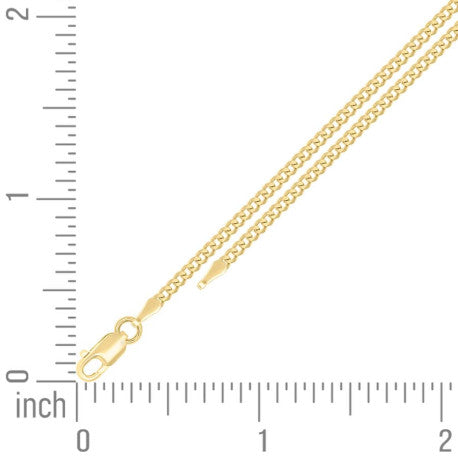 925 Sterling Silver Solid Super Flat Cuban Chain Yellow 060 2mm
