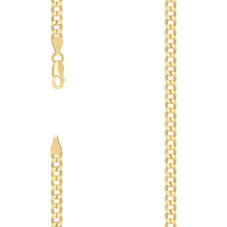 925 Sterling Silver Solid Super Flat Cuban Chain Yellow 100 3.7mm