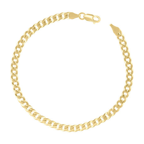 925 Sterling Silver Solid Super Flat Cuban Chain Yellow 100 3.7mm