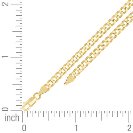 925 Sterling Silver Solid Super Flat Cuban Chain Yellow 100 3.7mm
