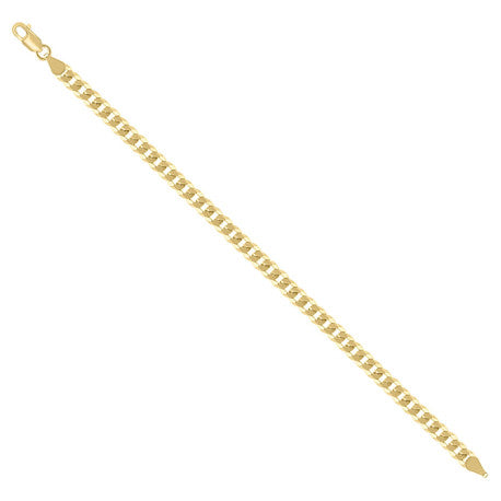 925 Sterling Silver Solid Super Flat Cuban Chain Yellow 150 5.2mm