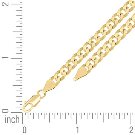 925 Sterling Silver Solid Super Flat Cuban Chain Yellow 150 5.2mm