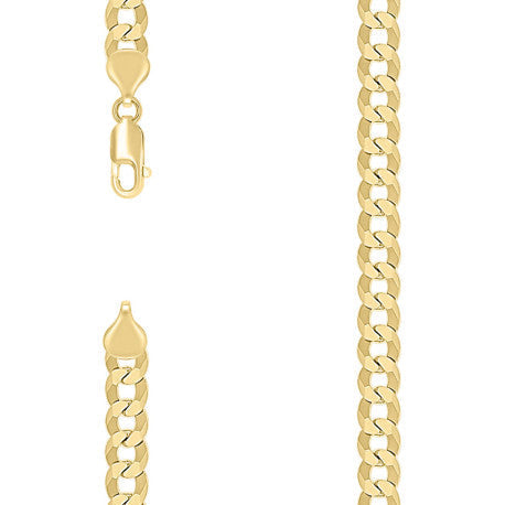 925 Sterling Silver Solid Super Flat Cuban Chain Yellow 180 6.8mm