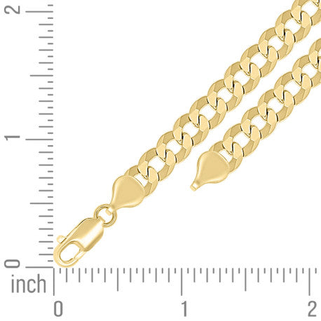 925 Sterling Silver Solid Super Flat Cuban Chain Yellow 180 6.8mm