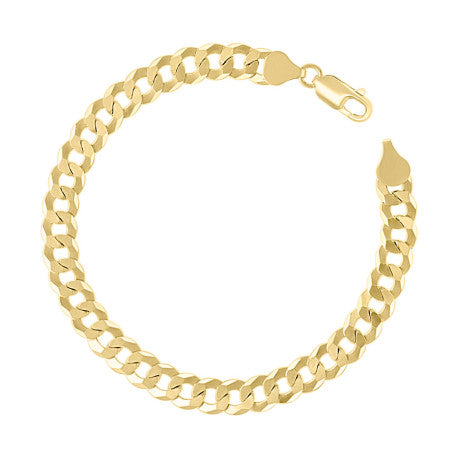 925 Sterling Silver Solid Super Flat Cuban Chain Yellow 180 6.8mm