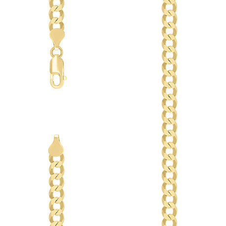 925 Sterling Silver Solid Super Flat Cuban Chain Yellow 160 6mm
