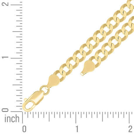 925 Sterling Silver Solid Super Flat Cuban Chain Yellow 160 6mm