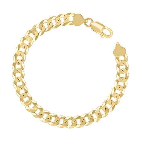 925 Sterling Silver Solid Super Flat Cuban Chain Yellow 200 7.4mm