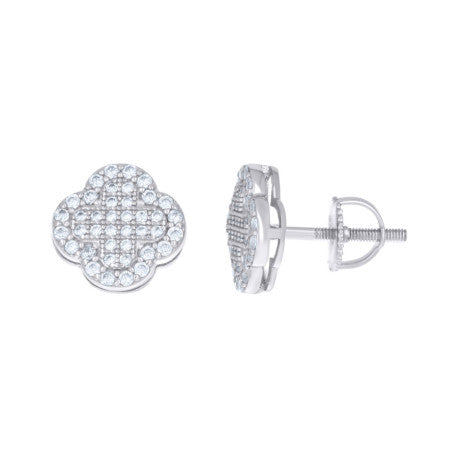 925 Silver Sterling Cz Four-Leaf Clover Earring