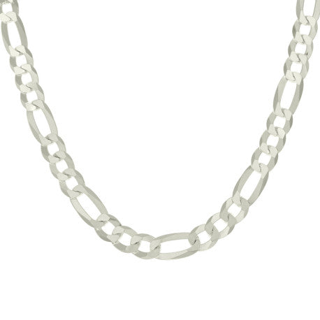 925 Sterling Silver Super Flat Figaro Chain Silver Plated 250 10mm