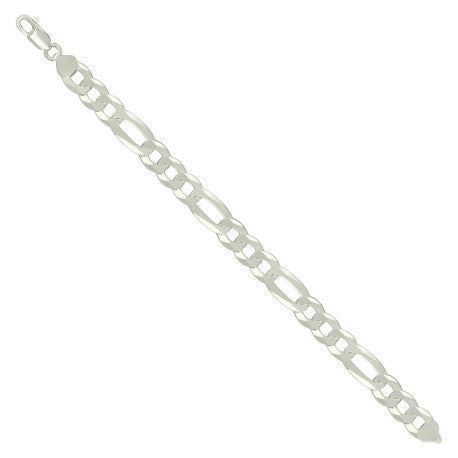 925 Sterling Silver Super Flat Figaro Chain Silver Plated 250 10mm