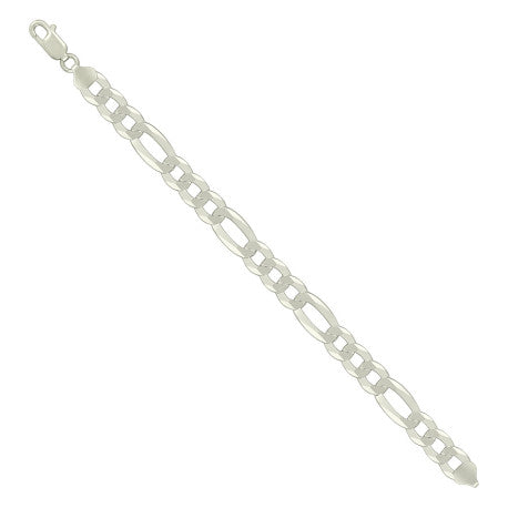 925 Sterling Silver Super Flat Figaro Chain Silver Plated 280 11mm