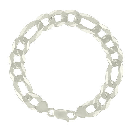 925 Sterling Silver Super Flat Figaro Chain Silver Plated 280 11mm