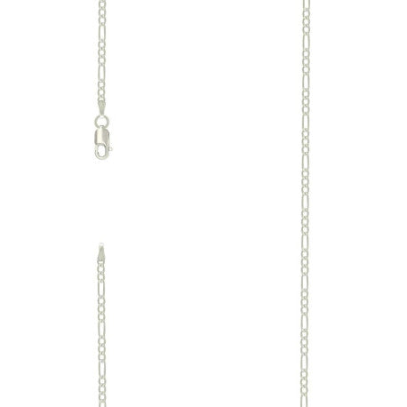 925 Sterling Silver Super Flat Figaro Chain Silver Plated 060 2.3mm