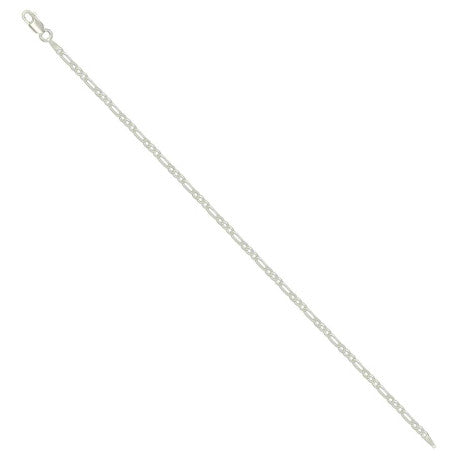 925 Sterling Silver Super Flat Figaro Chain Silver Plated 060 2.3mm