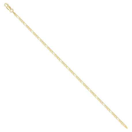 925 Sterling Silver Super Flat Figaro Chain Yellow Plated 060 2.3mm