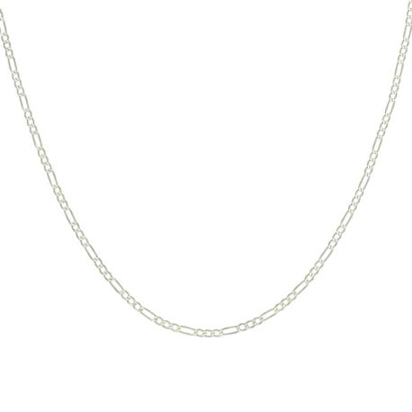 925 Sterling Silver Super Flat Figaro Chain Silver Plated 060 2.3mm