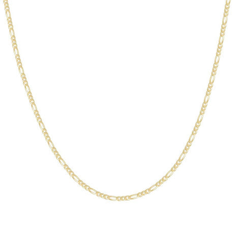 925 Sterling Silver Super Flat Figaro Chain Yellow Plated 060 2.3mm