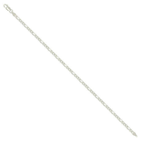 925 Sterling Silver Super Flat Figaro Chain Silver Plated 080 2.9mm