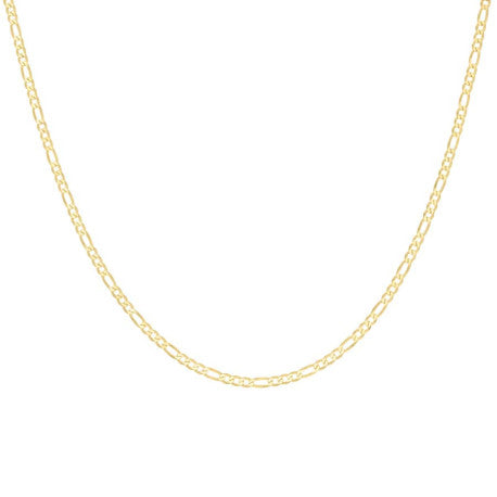 925 Sterling Silver Super Flat Figaro Chain Yellow Plated 080 2.9mm