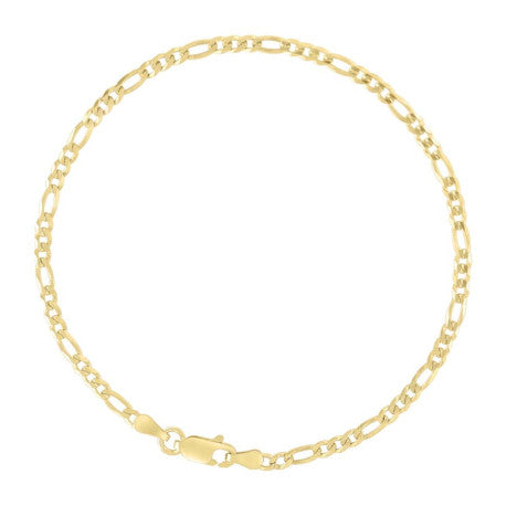 925 Sterling Silver Super Flat Figaro Chain Yellow Plated 080 2.9mm