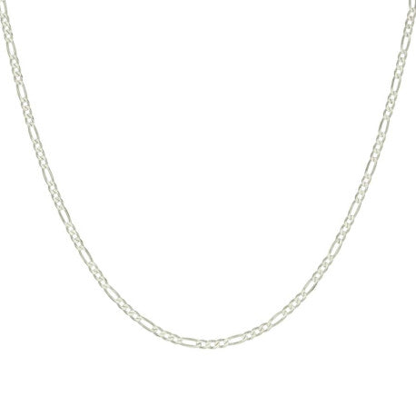 925 Sterling Silver Super Flat Figaro Chain Silver Plated 080 2.9mm