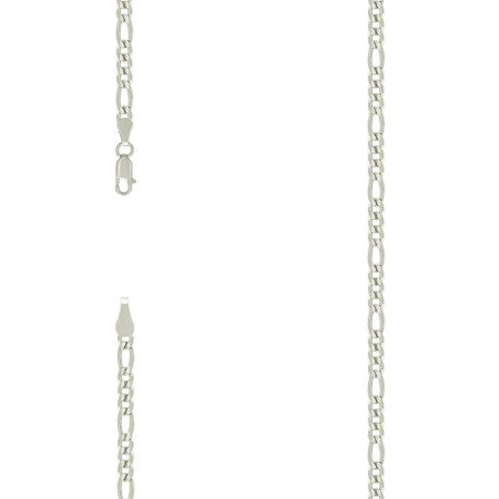 925 Sterling Silver Super Flat Figaro Chain Silver Plated 100 3.9mm