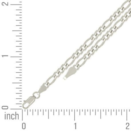 925 Sterling Silver Super Flat Figaro Chain Silver Plated 100 3.9mm