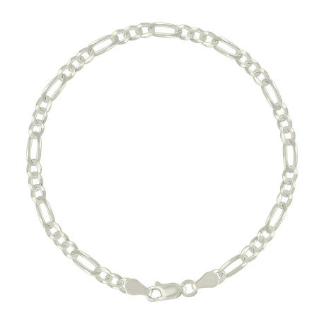 925 Sterling Silver Super Flat Figaro Chain Silver Plated 100 3.9mm