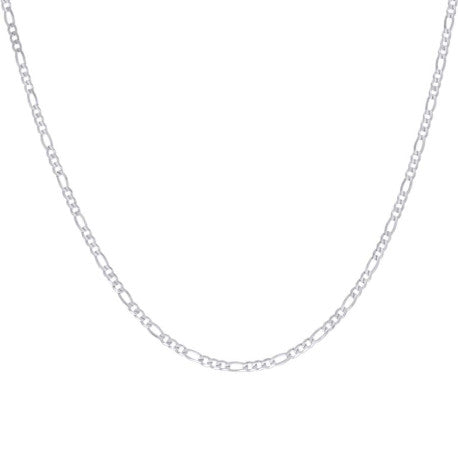 925 Sterling Silver Super Flat Figaro Chain Rhodium Plated 100 3.9mm