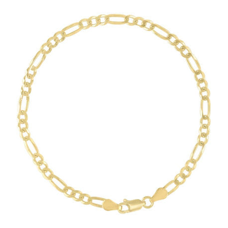 925 Sterling Silver Super Flat Figaro Chain Yellow Plated 100 3.9mm