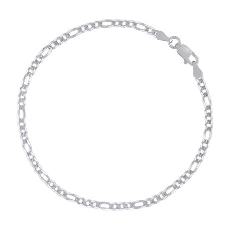 925 Sterling Silver Super Flat Figaro Chain Rhodium Plated 100 3.9mm