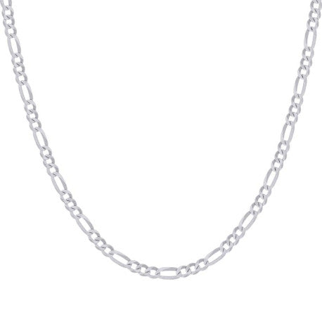 925 Sterling Silver Super Flat Figaro Chain Rhodium Plated 120 4.9mm