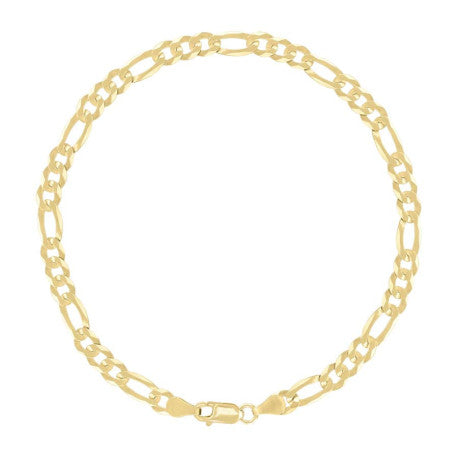 925 Sterling Silver Super Flat Figaro Chain Yellow Plated 120 4.9mm